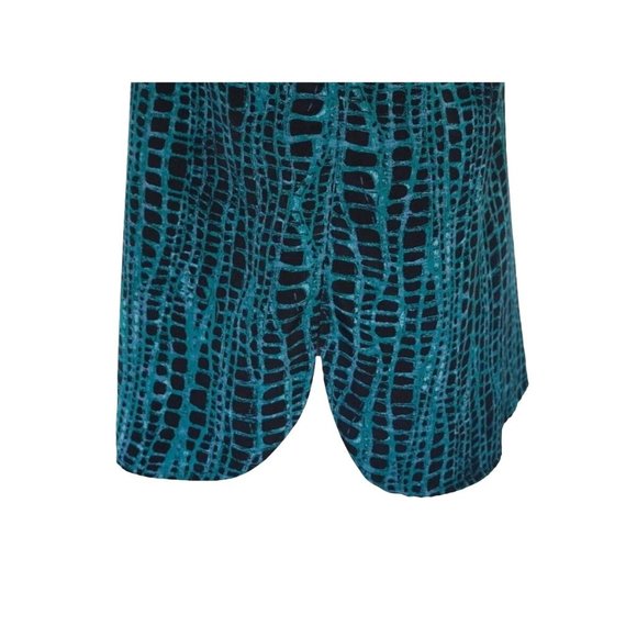 Koos of Course Top Womens Size S Wearable Art Button Up Blouse Teal Black Gray L - Picture 7 of 13